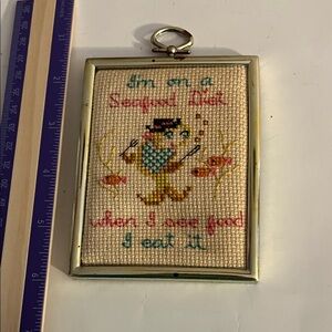 Vintage Cross stitch novelty Art in Gold Frame